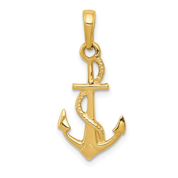 Other - 14k Solid Polished 3-Dimensional Anchor Pendant